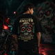 Courage Awaits Skull & Snake Oversized Black T-Shirt