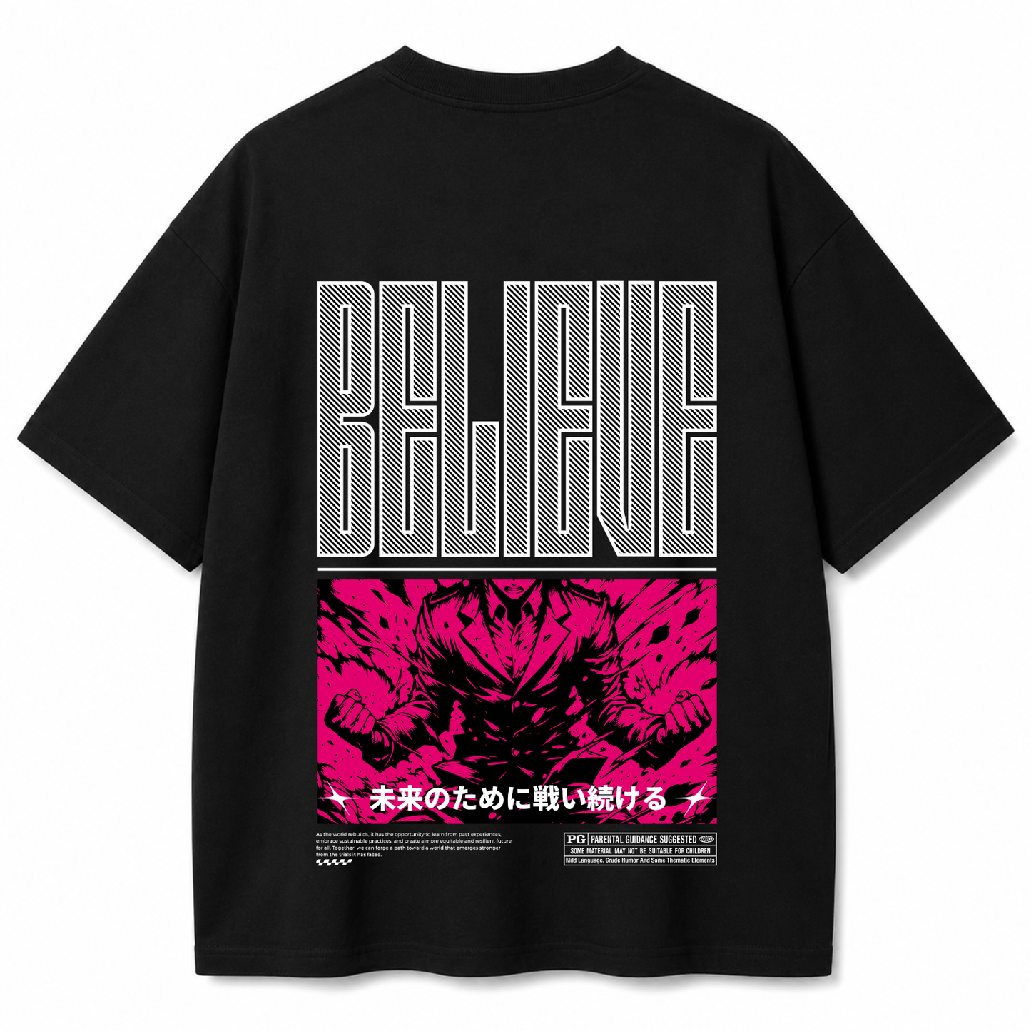 Believe Beyond Limits Black Oversized T-shirt