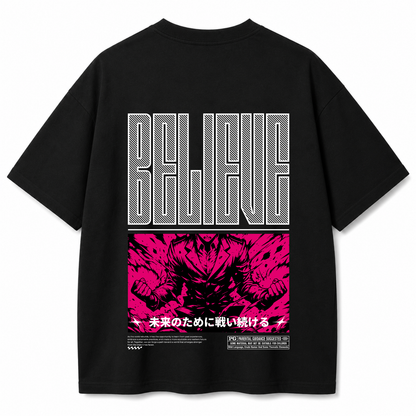 Believe Beyond Limits Black Oversized T-shirt