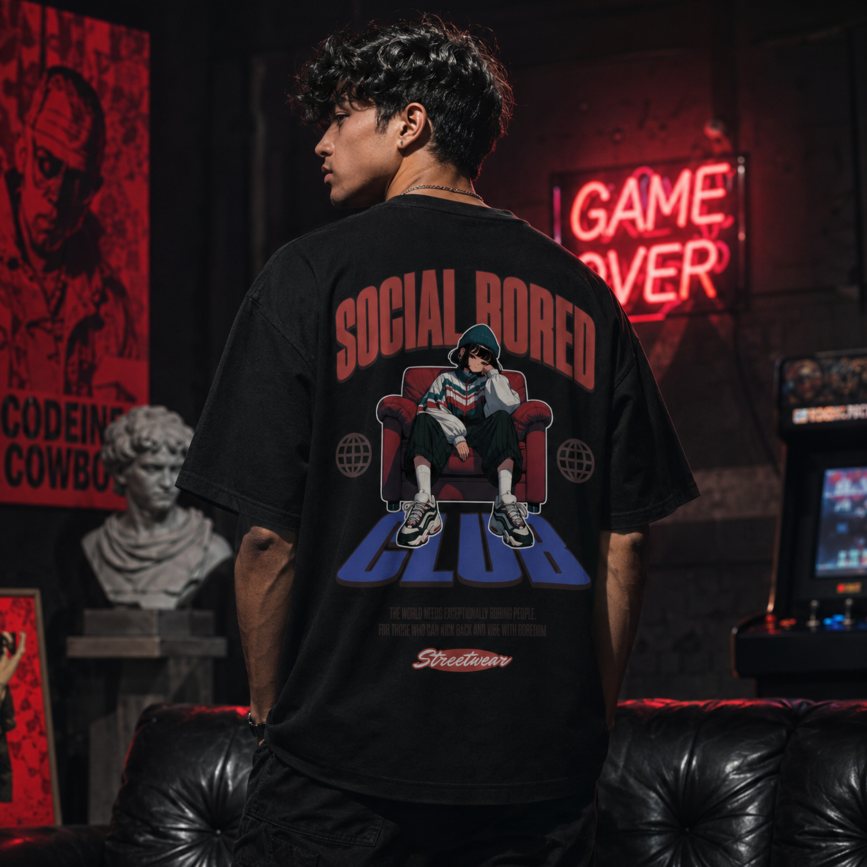Social Burnout Black Oversized T-shirt