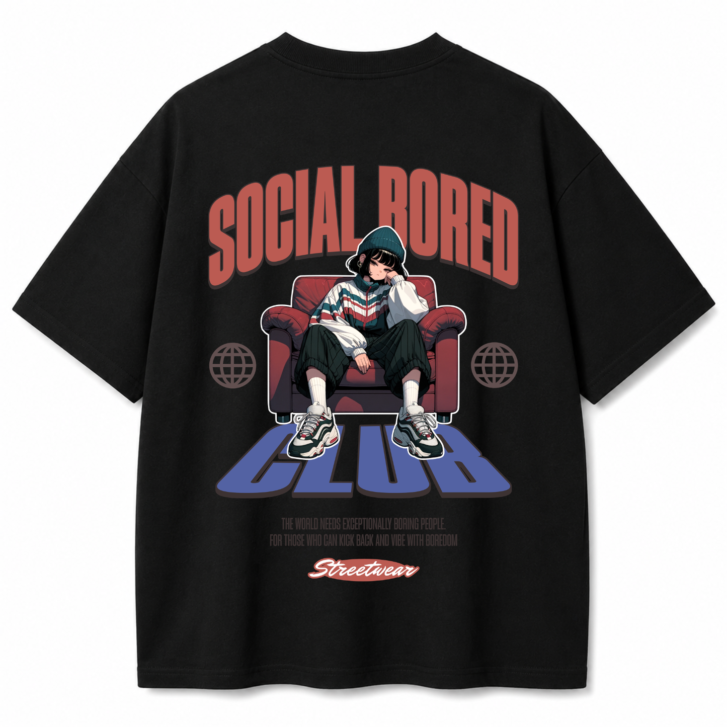Social Burnout Black Oversized T-shirt