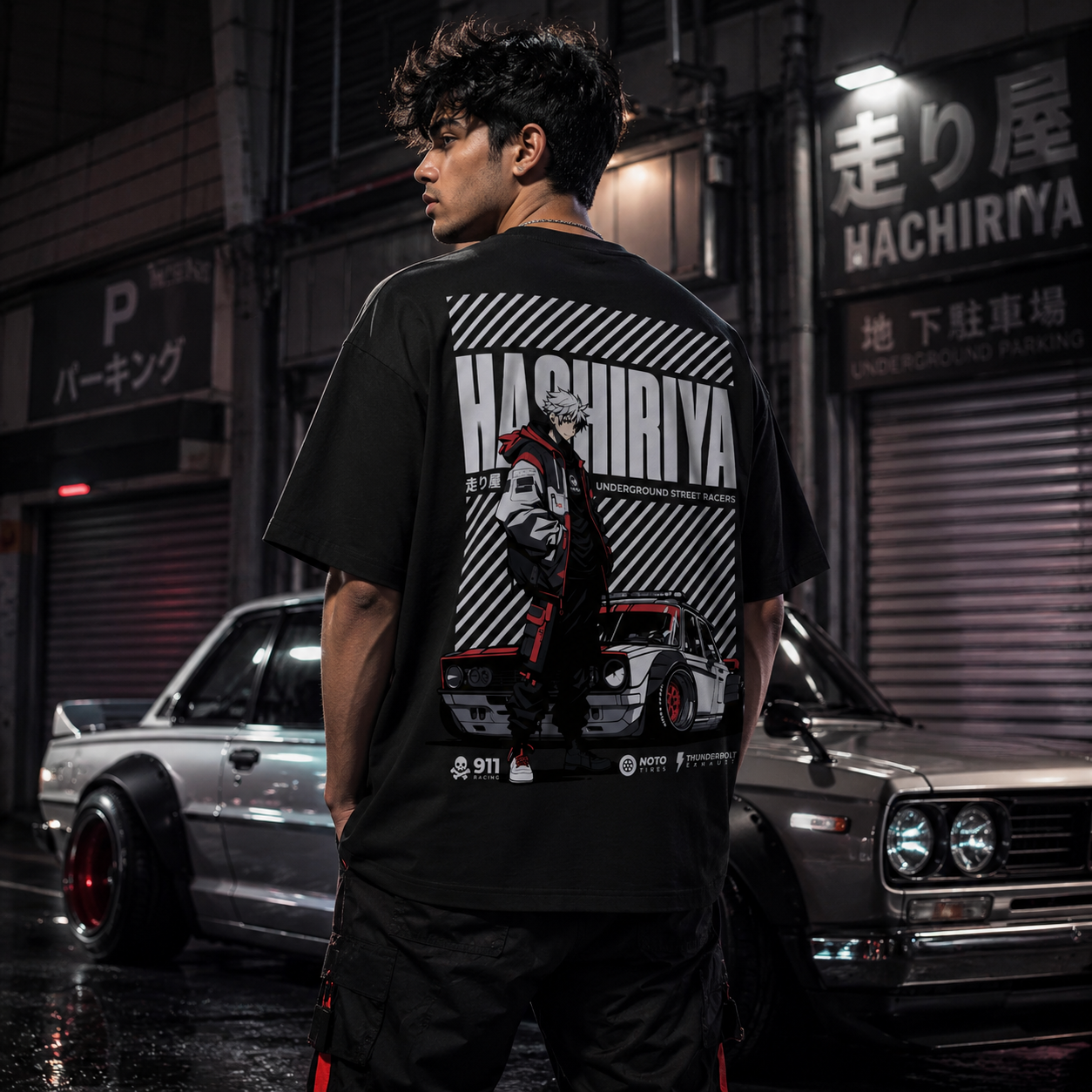 Hashiriya Nights Black Oversized T-shirt