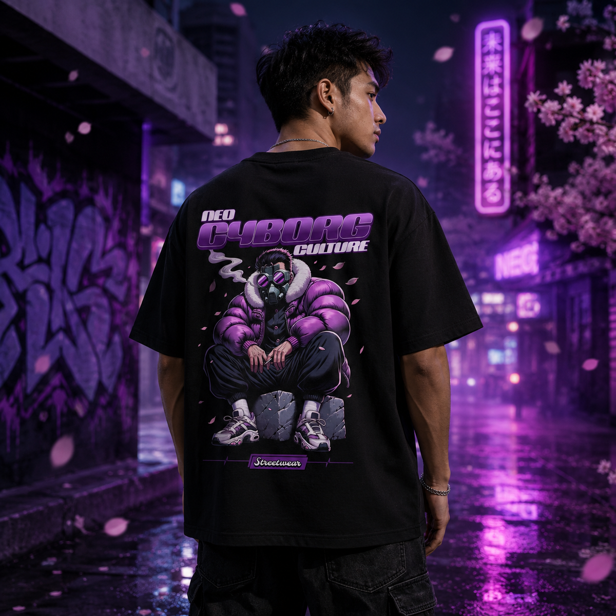 Neo Cyborg Black Oversized T-shirt