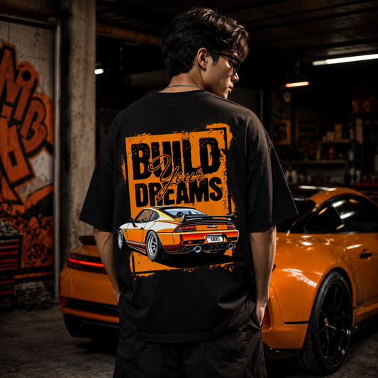 Build Dreams Black Oversized T-Shirt