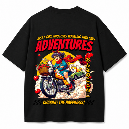 Adventures Oversized Black T-Shirt