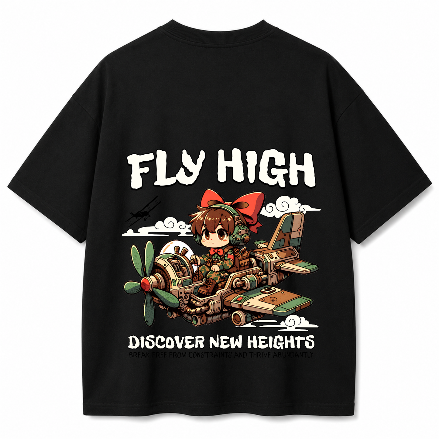 Fly High Oversized Black T-Shirt