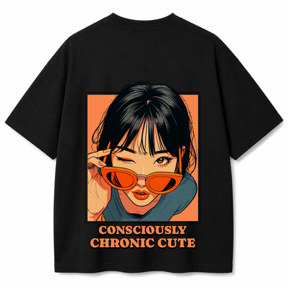 Consciously Chronic Cute Oversized Black T-Shirt