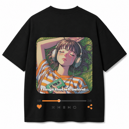 Things That Left Behind Oversized Black T-Shirt