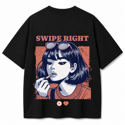 Swipe Right Oversized Black T-Shirt