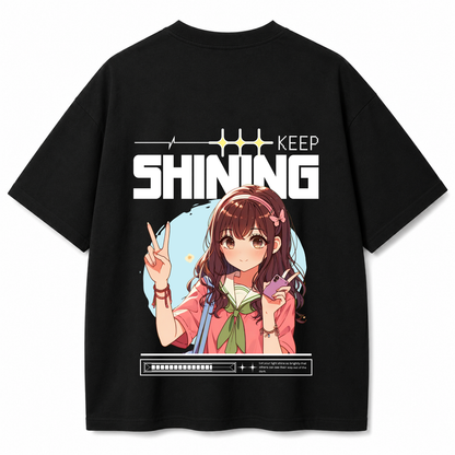 Keep Shining Oversized Black T-Shirt