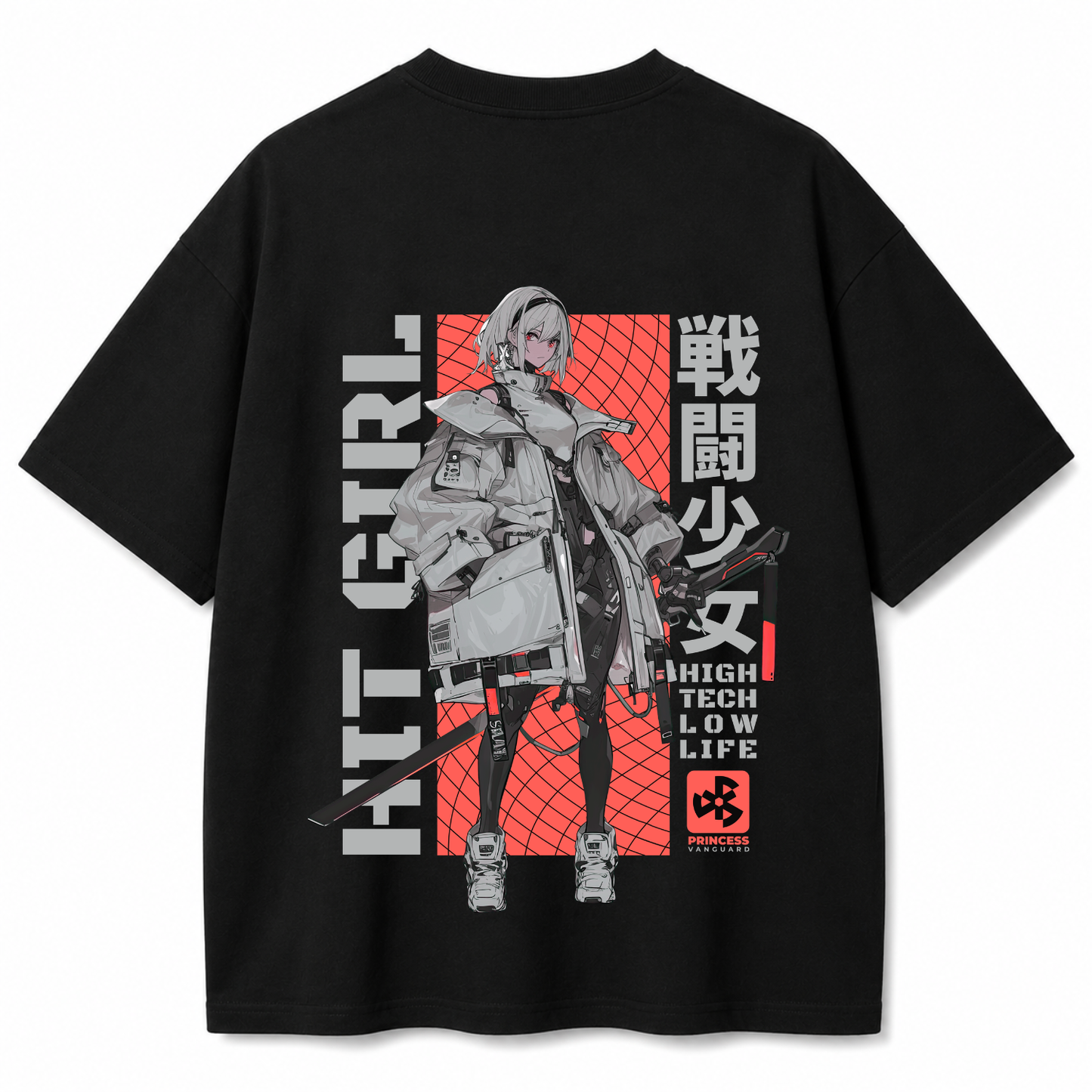 High Tech Low Life Oversized Black T-Shirt