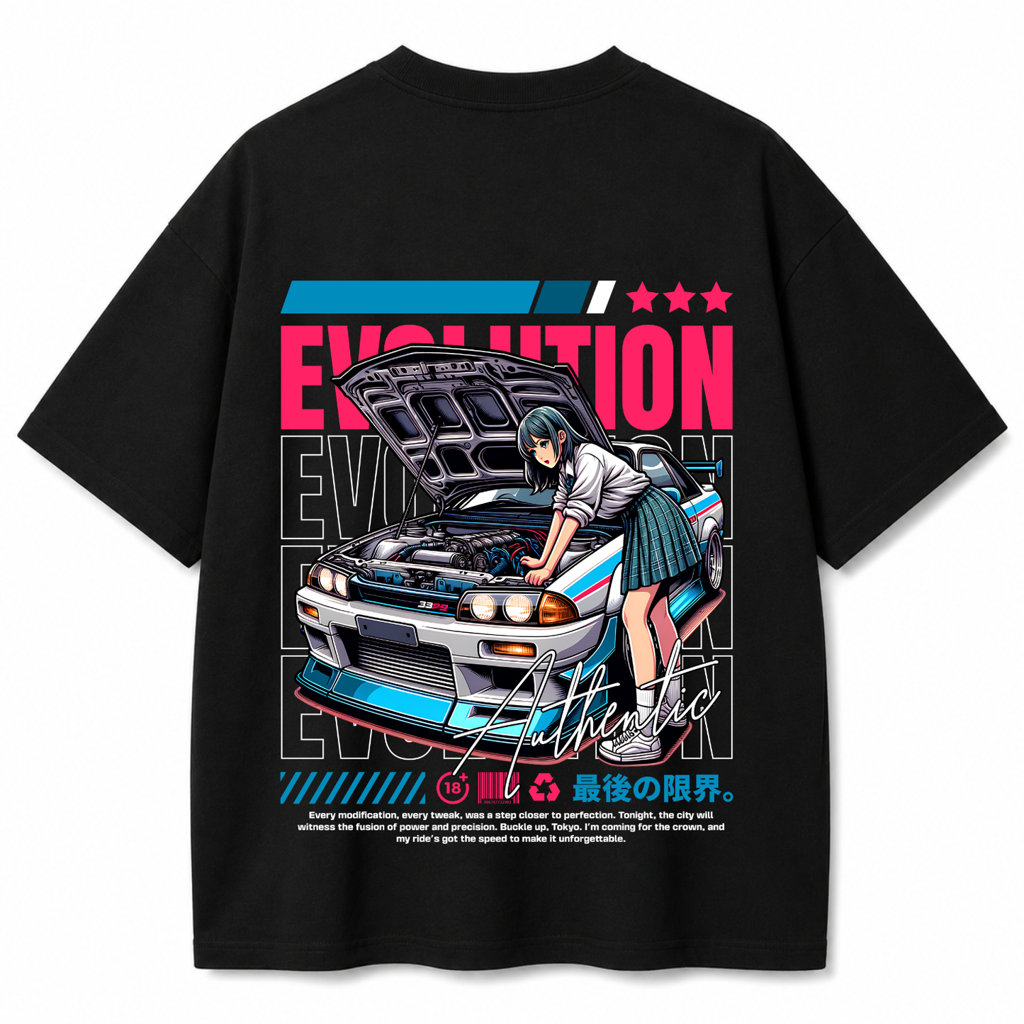 Evolution Oversized Black T-Shirt