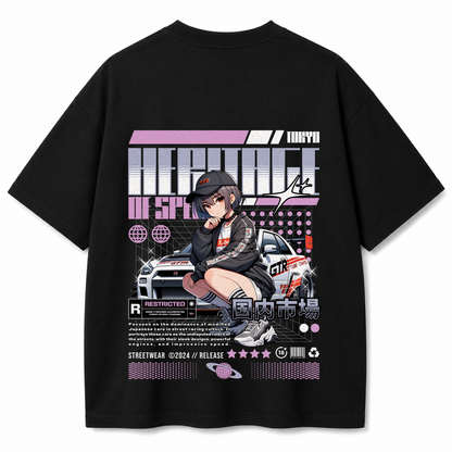 Midnight Drift Oversized Black T-Shirt