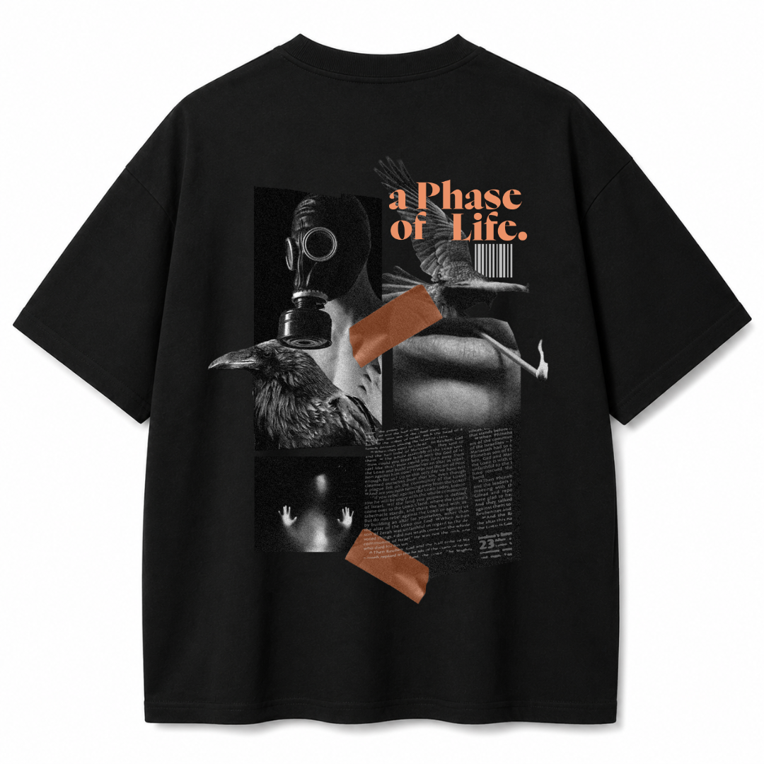 Phase Shift Black Oversized T-Shirt