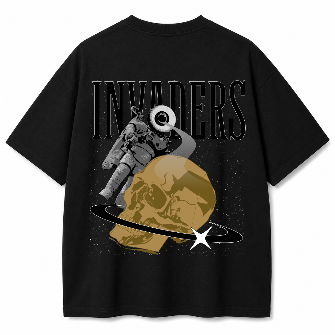 Moon Invader Black Oversized T-Shirt