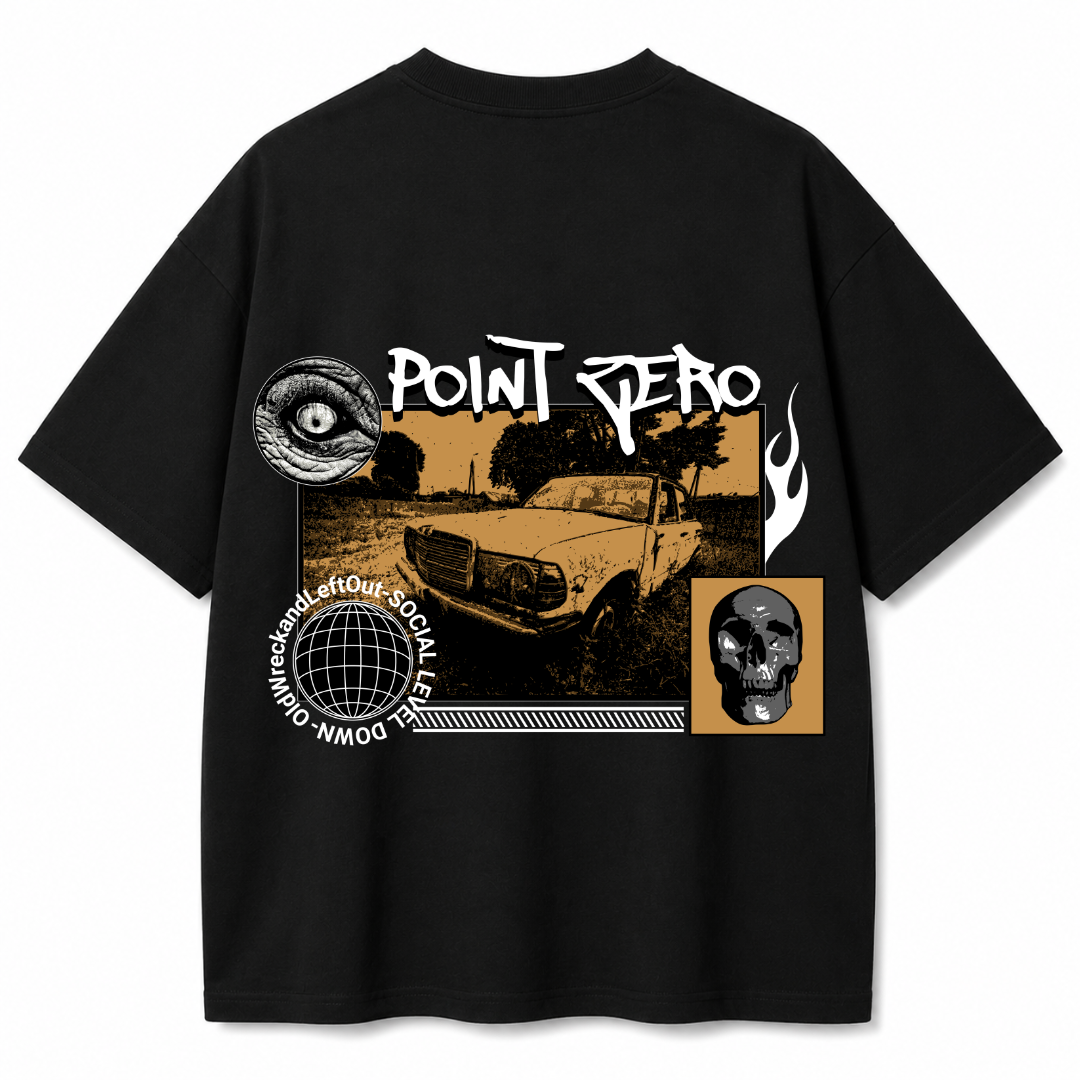 Point Zero Black Oversized T-Shirt