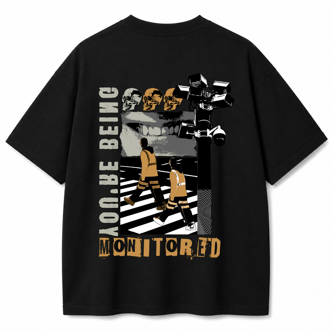 You're Being Monitored Black Oversized T-Shirt