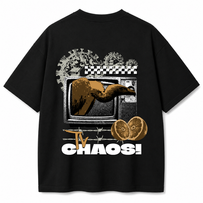 TV Chaos Black Oversized T-Shirt