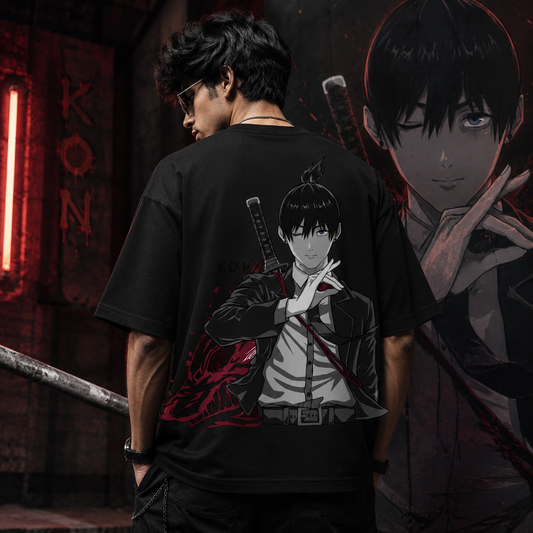 Aura Check Black Oversized T-Shirt
