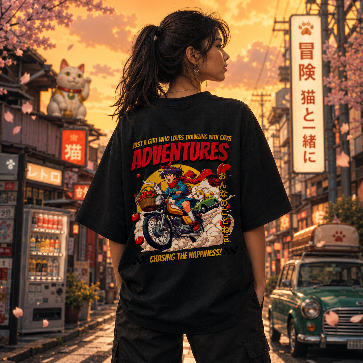 Adventures Oversized Black T-Shirt