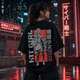 High Tech Low Life Oversized Black T-Shirt