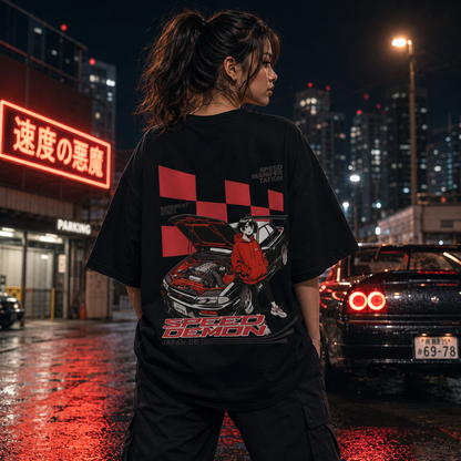 Speed Demon Oversized Black T-Shirt