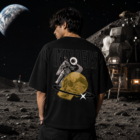 Moon Invader Black Oversized T-Shirt