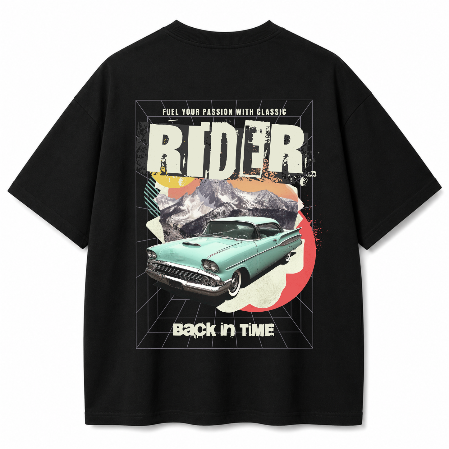 Retro Rider Black Oversized T-Shirt