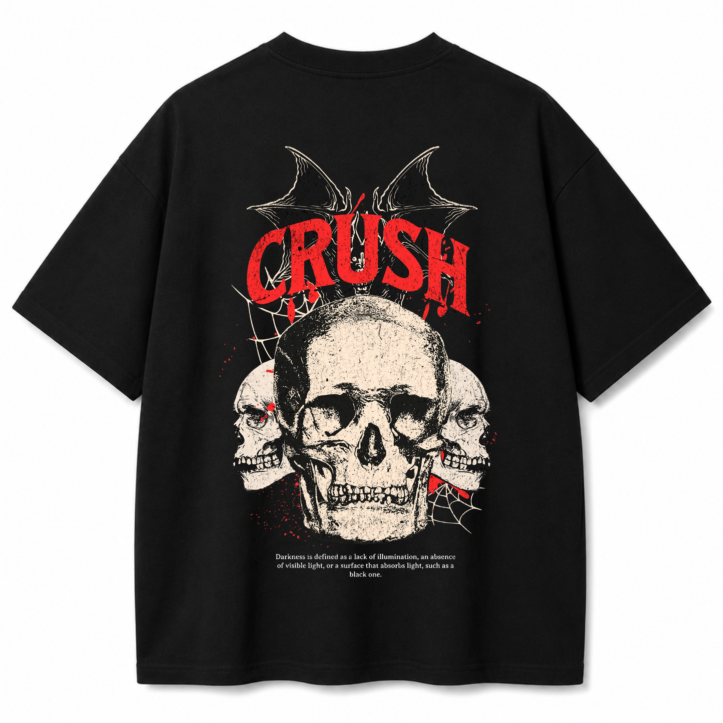 Crush Triple Skull Oversized Black T-Shirt