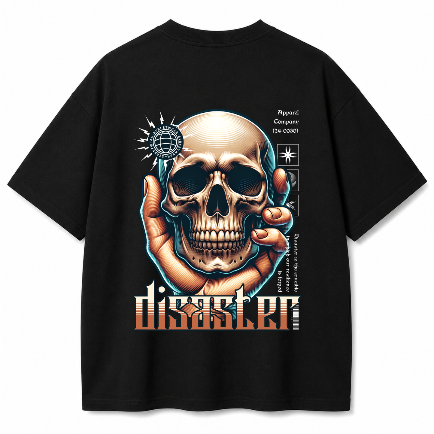 Disaster Skull Oversized Black T-Shirt