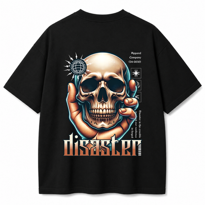 Disaster Skull Oversized Black T-Shirt