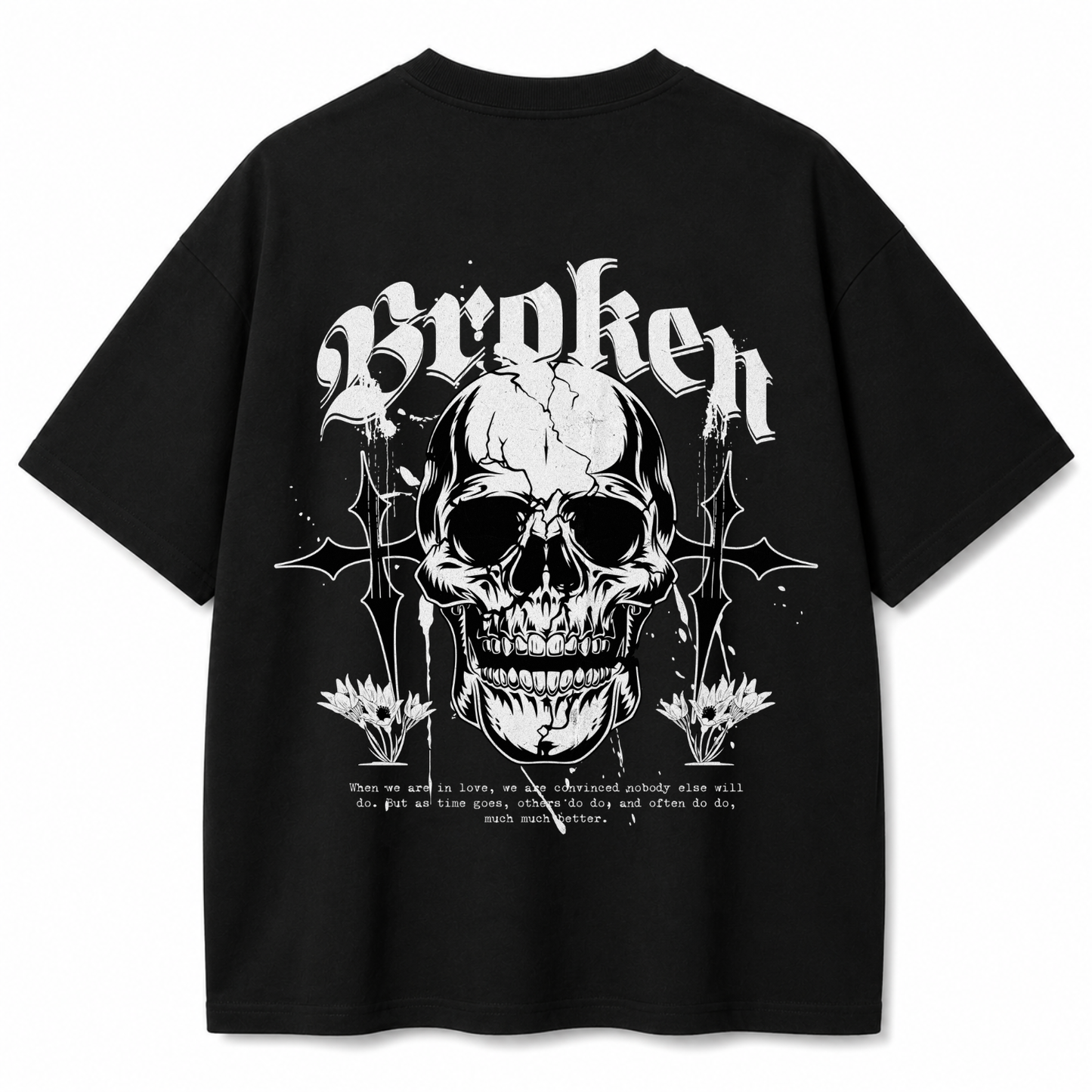 Broken Skull Oversized Black T-Shirt