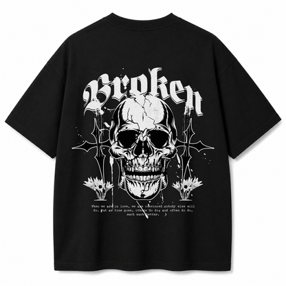 Broken Skull Oversized Black T-Shirt
