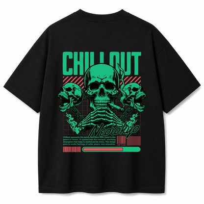 Chill Out Neotokyo Skull Oversized Black T-Shirt