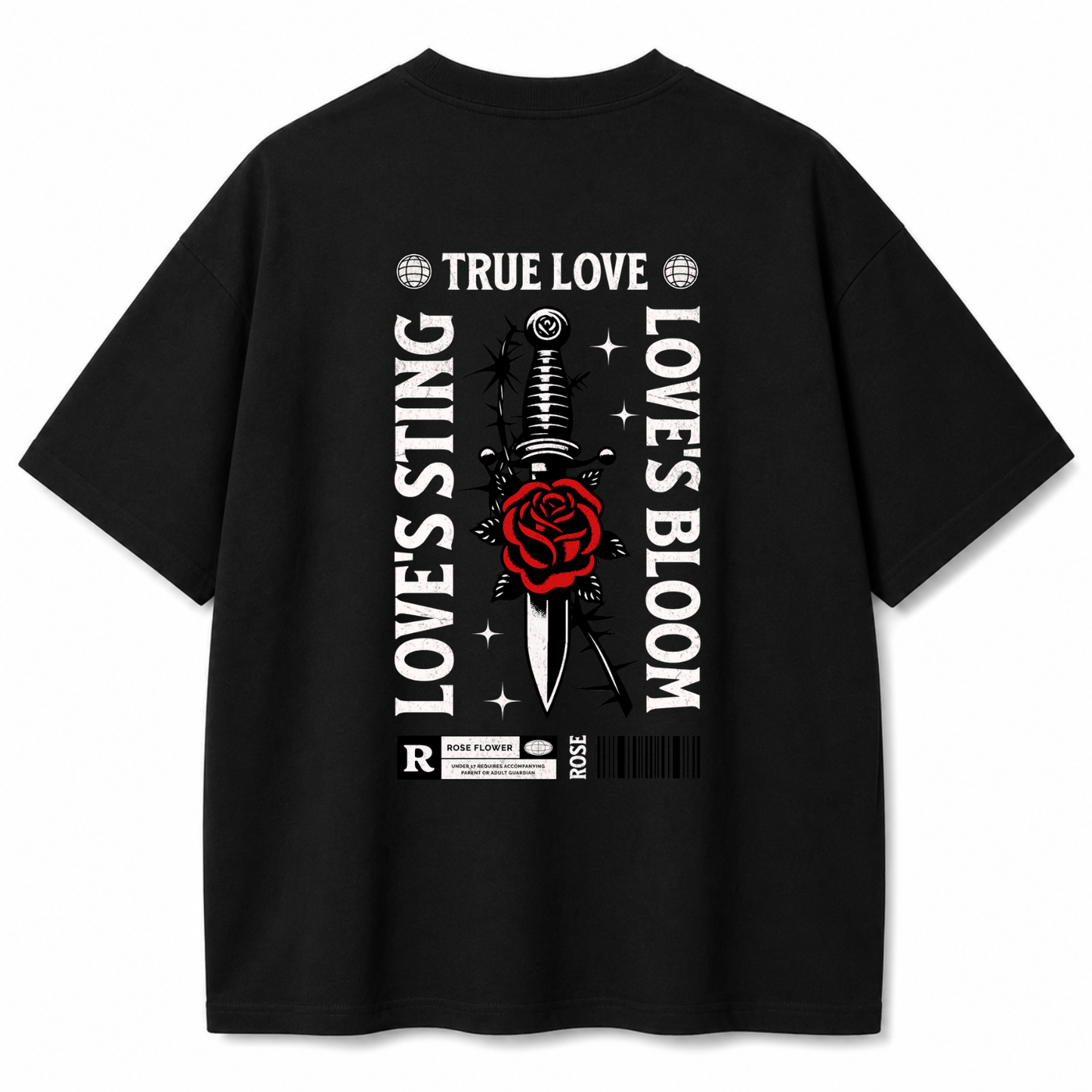 Skull Garden Black Oversized T-Shirt